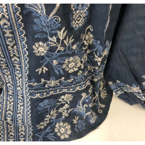 Savanna Jane Embroidered Blue Tassel Tunic Top Plus Size 1X Western New - Picture 3 of 8